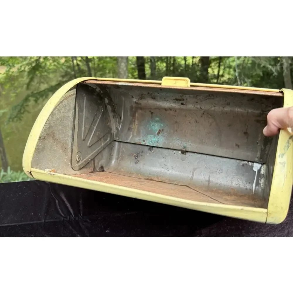 Vintage 1950’s Ransburg Metal Bread Box Roll Top Lid All Original